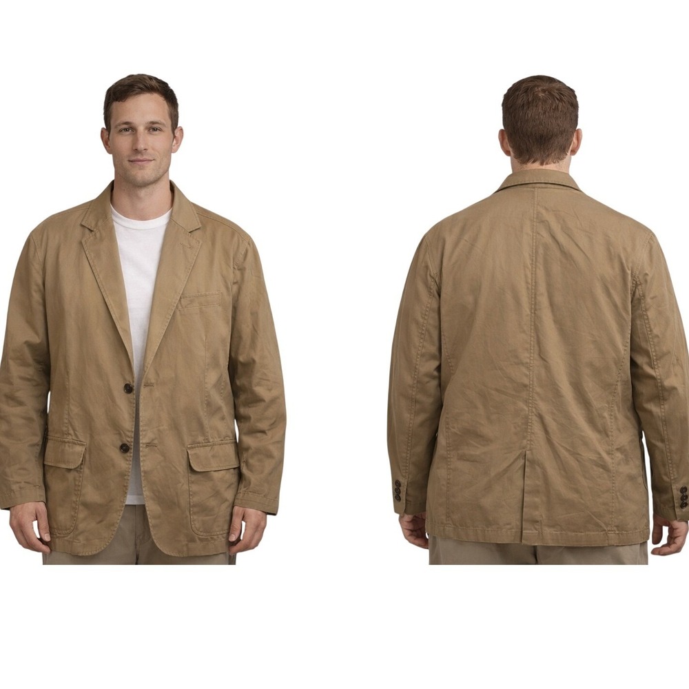 Target Cotton Twill Blazer Mens XL Tan Khaki Dark Academia Workwear Jacket